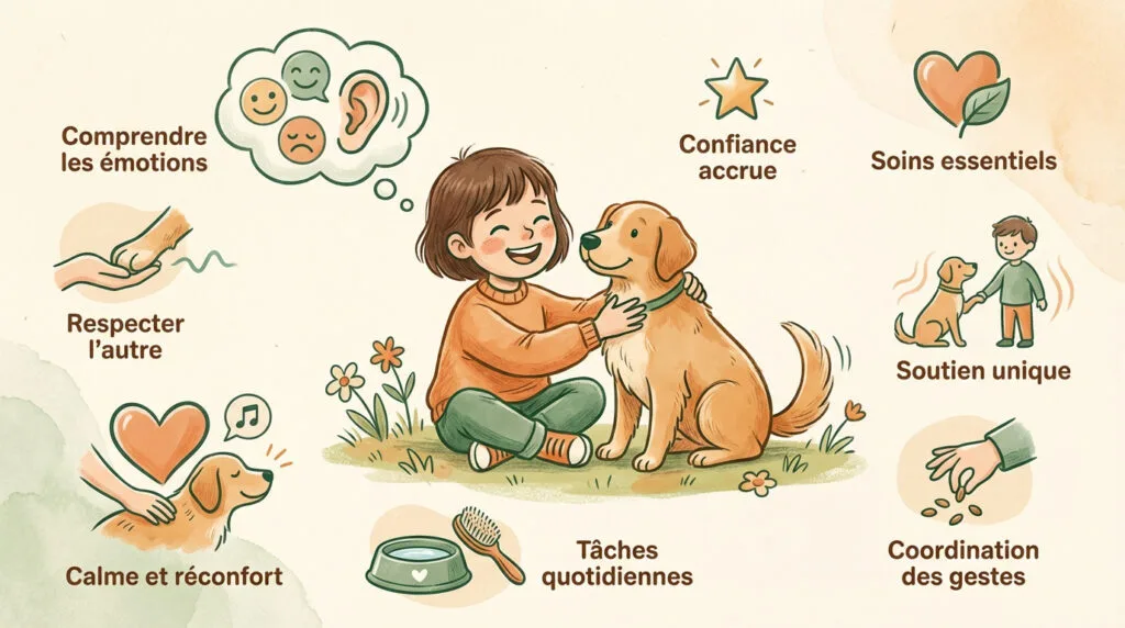Enfant caressant doucement un lapin domestique