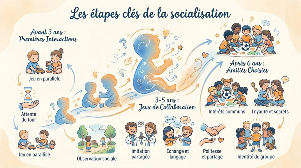 Enfants de différents âges jouant ensemble pour illustrer la socialisation infantile
