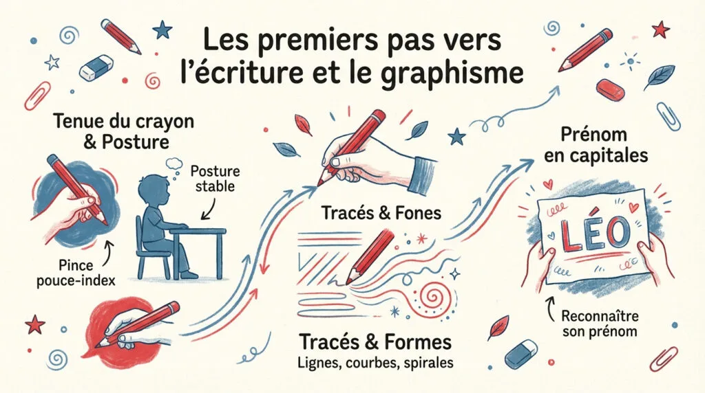 Enfant de moyenne section s'exerçant au graphisme avec un crayon