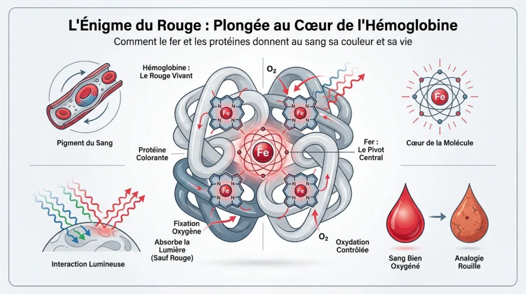 Représentation de l'hémoglobine et des globules rouges dans le sang