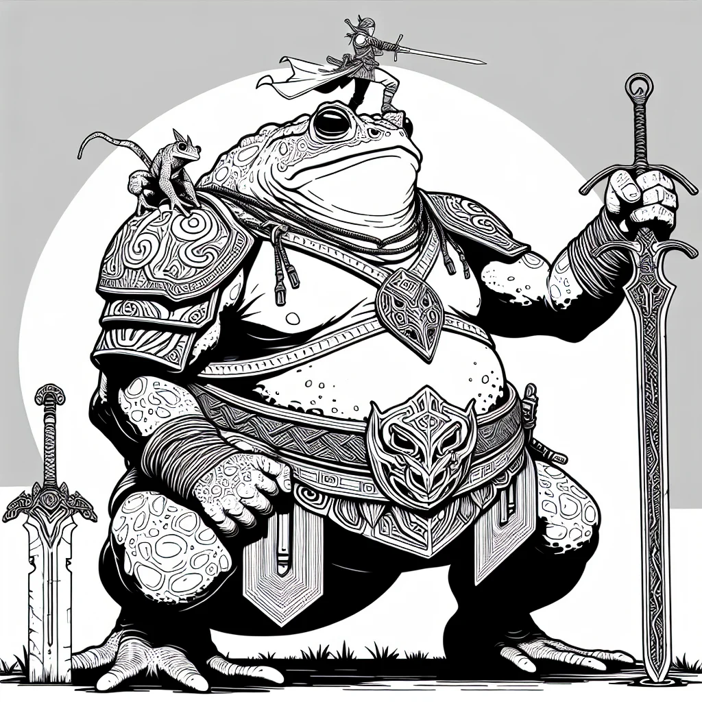 Coloriage crapaud geant invocation avec petit ninja sur la tete a imprimer