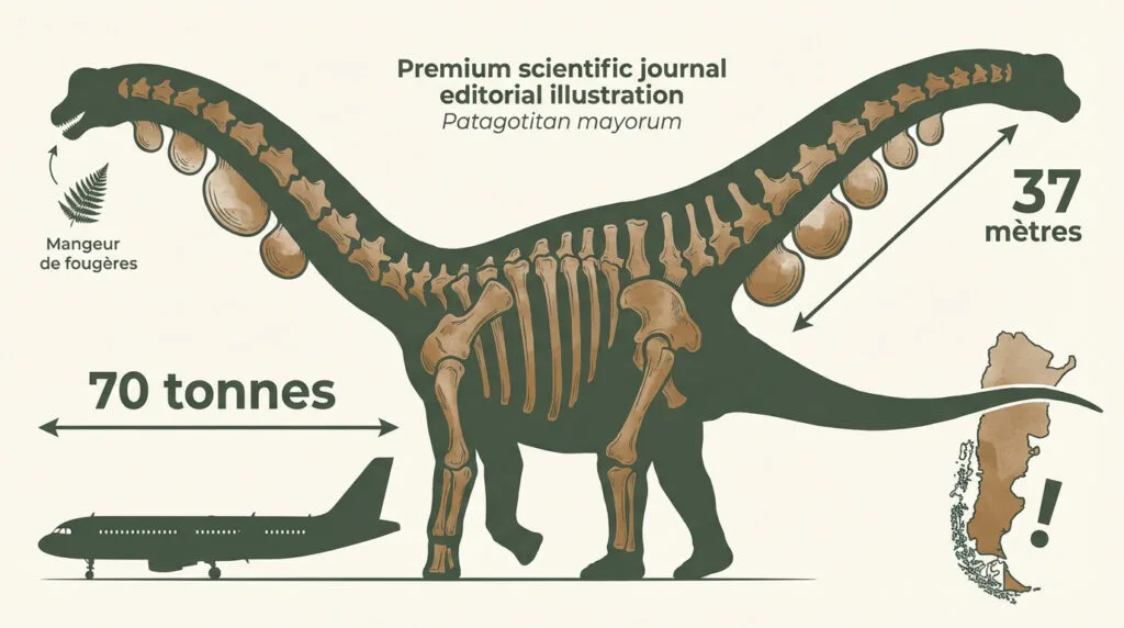 Comparaison de la taille et du poids impressionnants du Patagotitan mayorum
