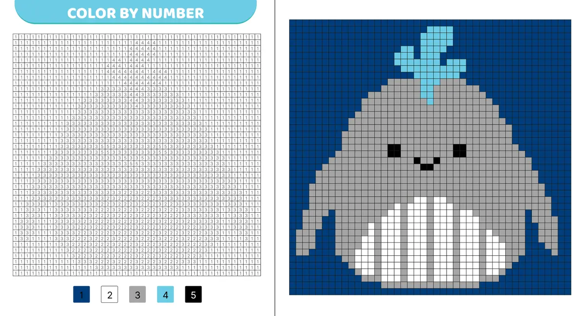 pixel art baleine a imprimer