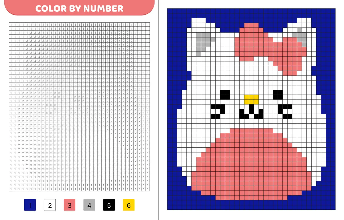 pixel art chat blanc a imprimer
