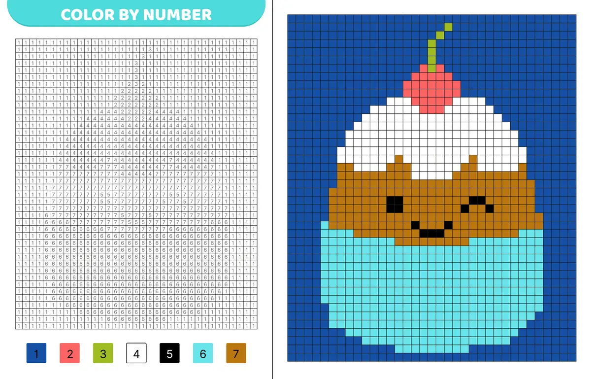 pixel art cupcake a imprimer