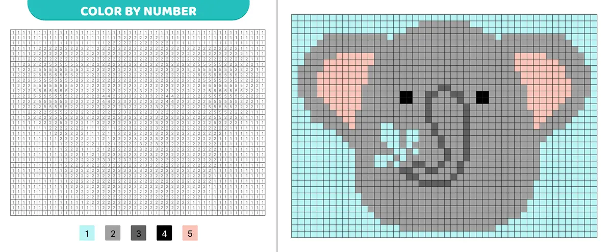 pixel art elephant a imprimer
