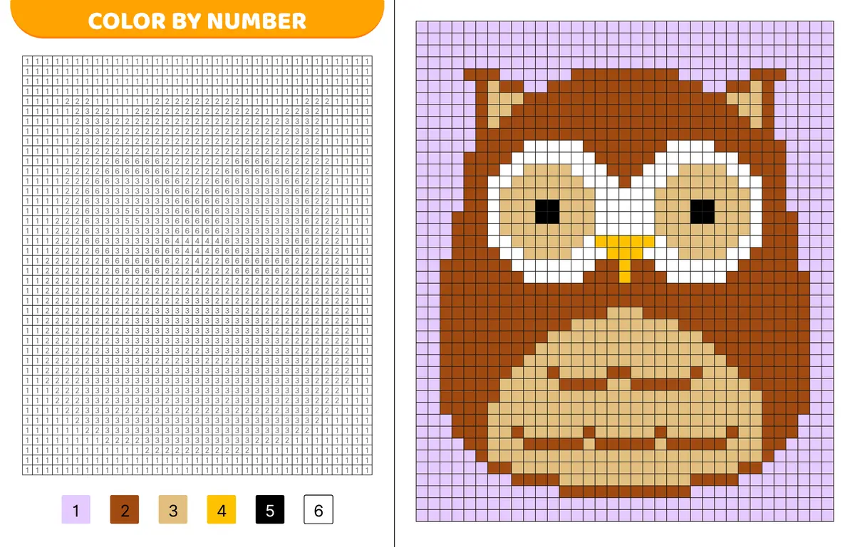pixel art hibou a imprimer