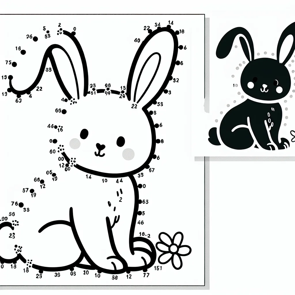 Points à relier Pâques lapin niveau moyen à imprimer