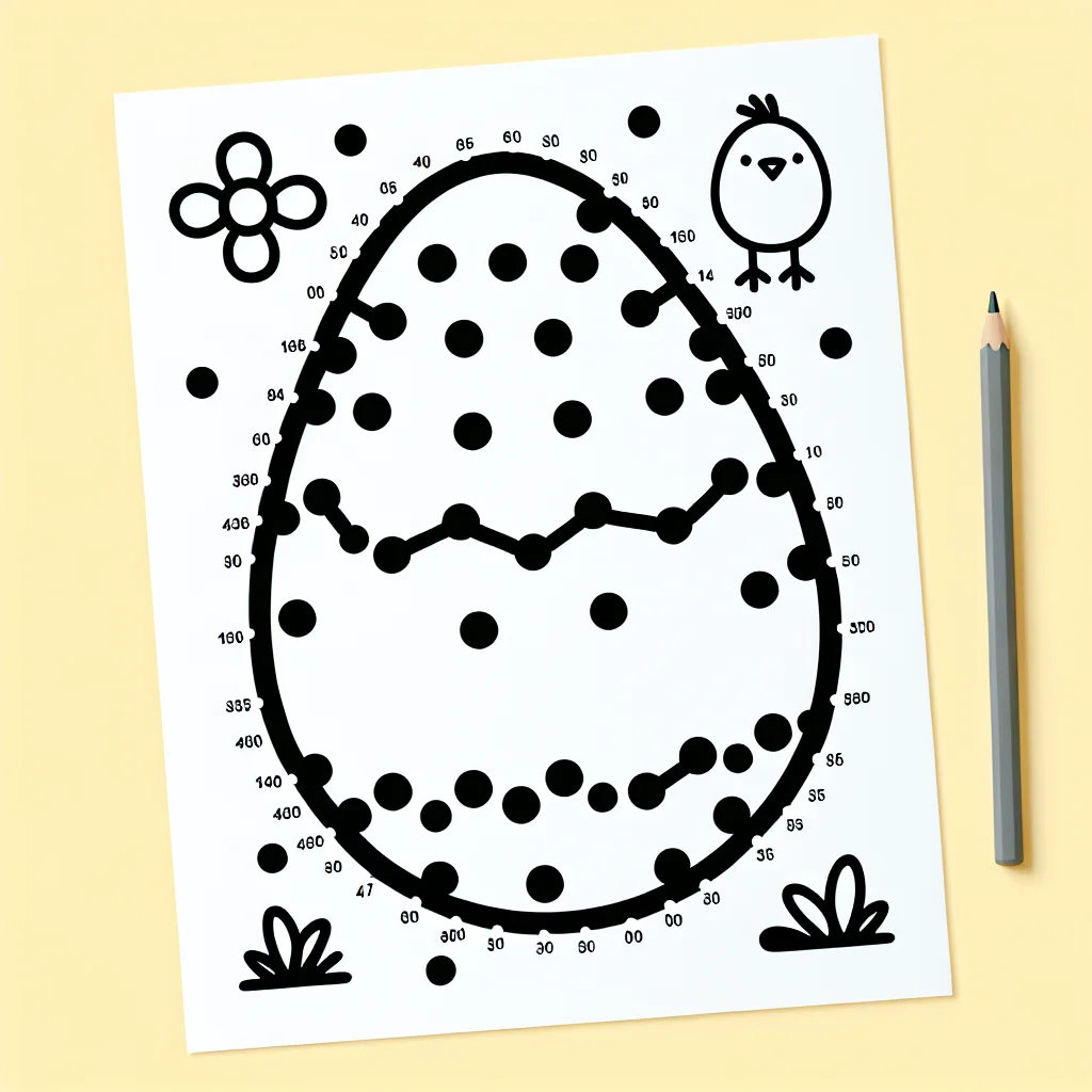 Points à relier Pâques œuf facile à imprimer