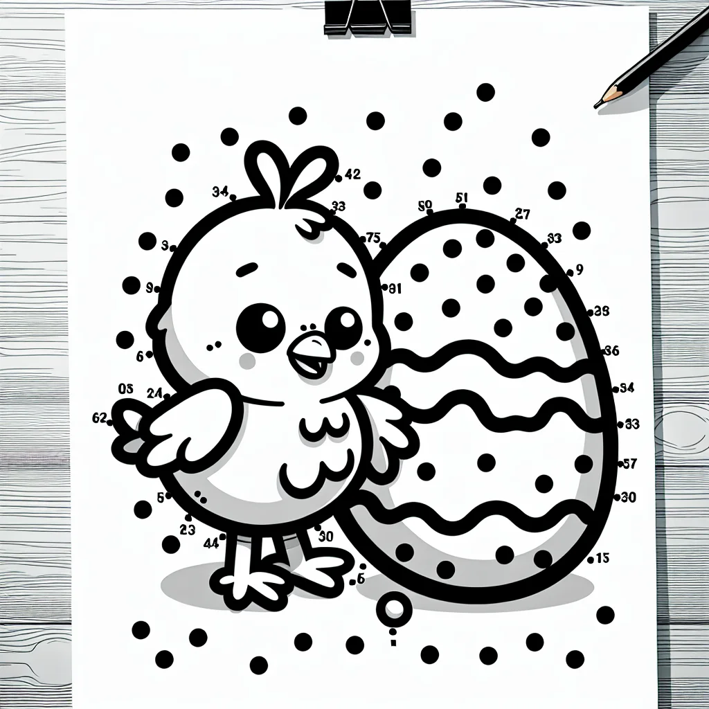 Points à relier Pâques poussin difficile à imprimer