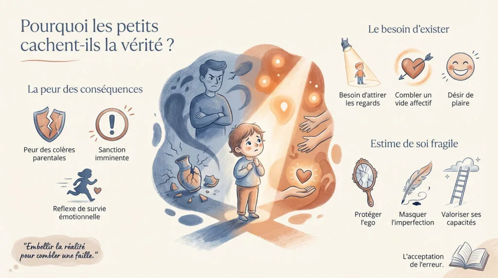 Enfant cachant son visage après un petit mensonge
