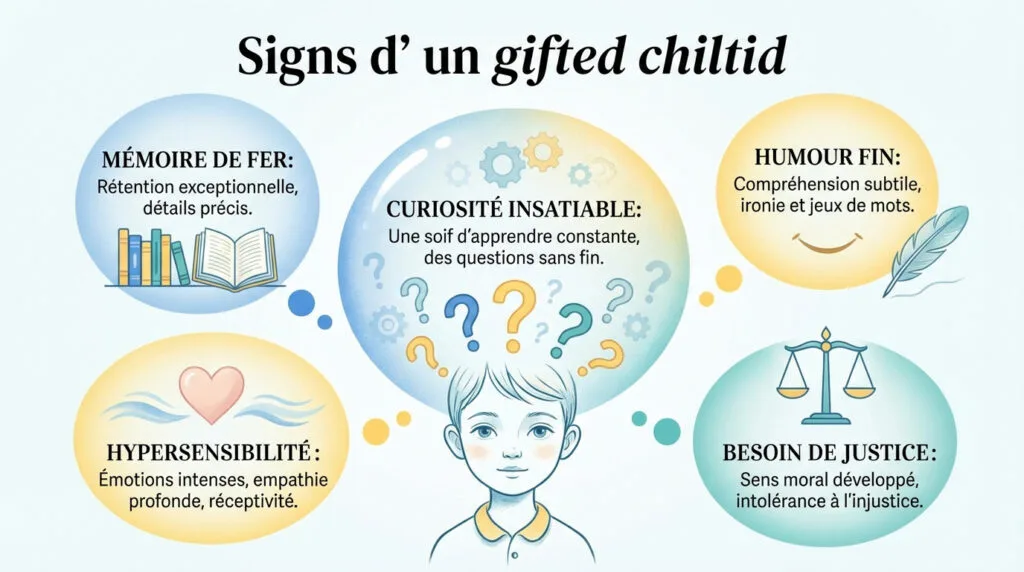 Enfant rêveur illustrant les signes de précocité intellectuelle