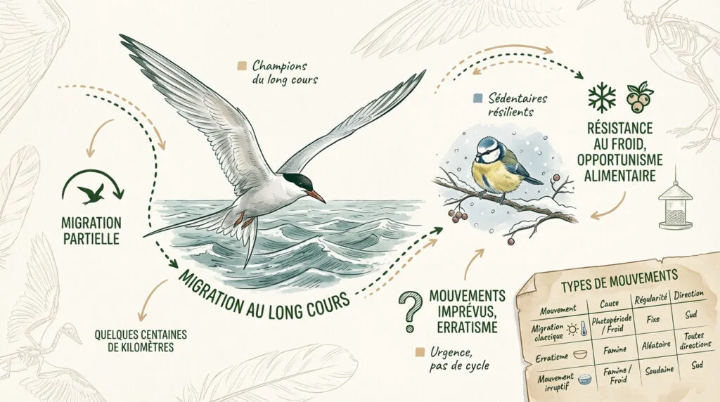 Oiseau migrateur en plein vol au-dessus d'un paysage naturel