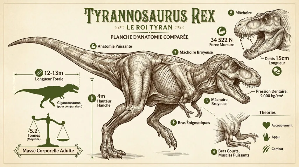 Squelette impressionnant du Tyrannosaure Rex montrant sa structure massive