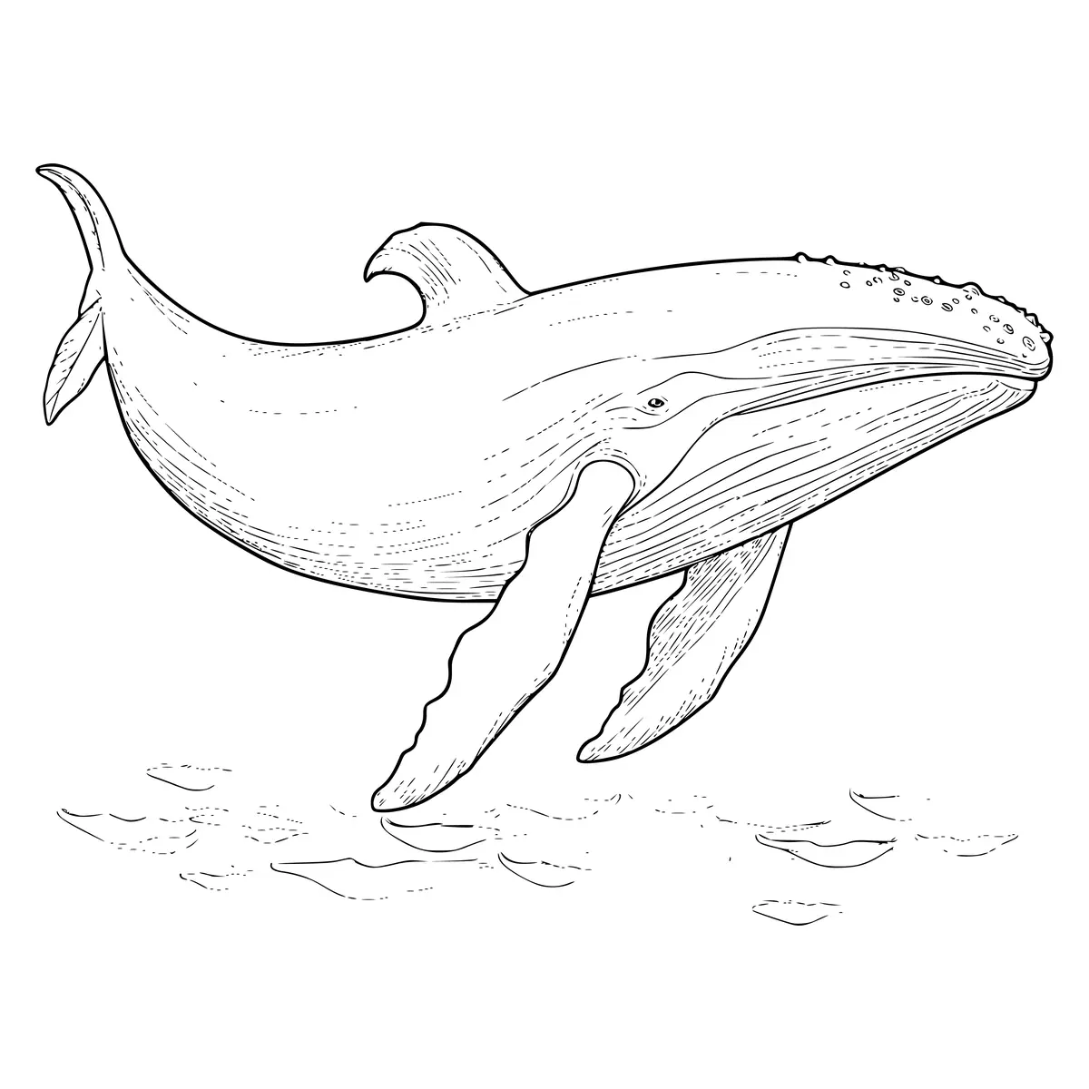 Coloriage baleine à bosse réaliste à imprimer