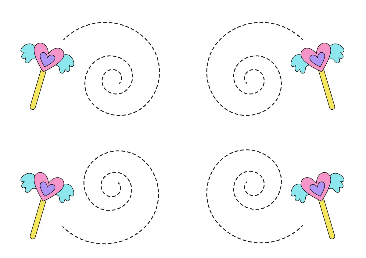 Fiche graphisme boucles spirales avec baguettes magiques a imprimer