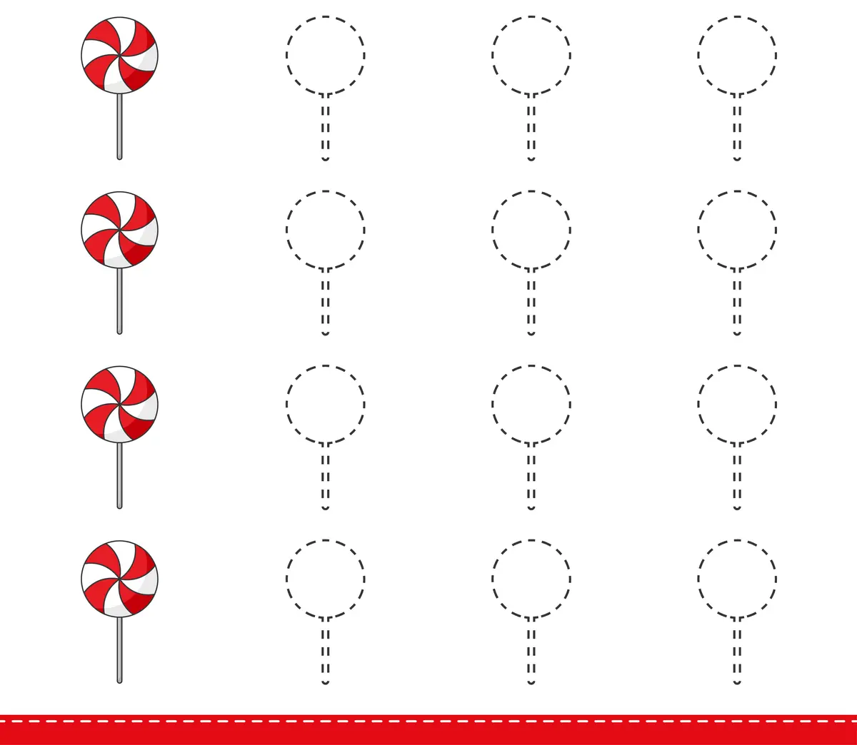 Fiche graphisme boucles avec sucettes spirales rouges a imprimer