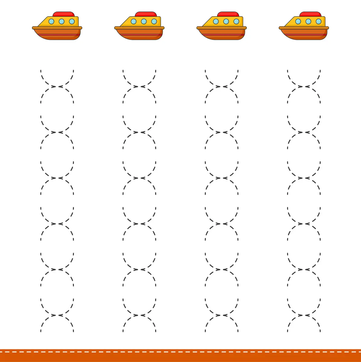 Fiche graphisme boucles en X avec petits bateaux a imprimer