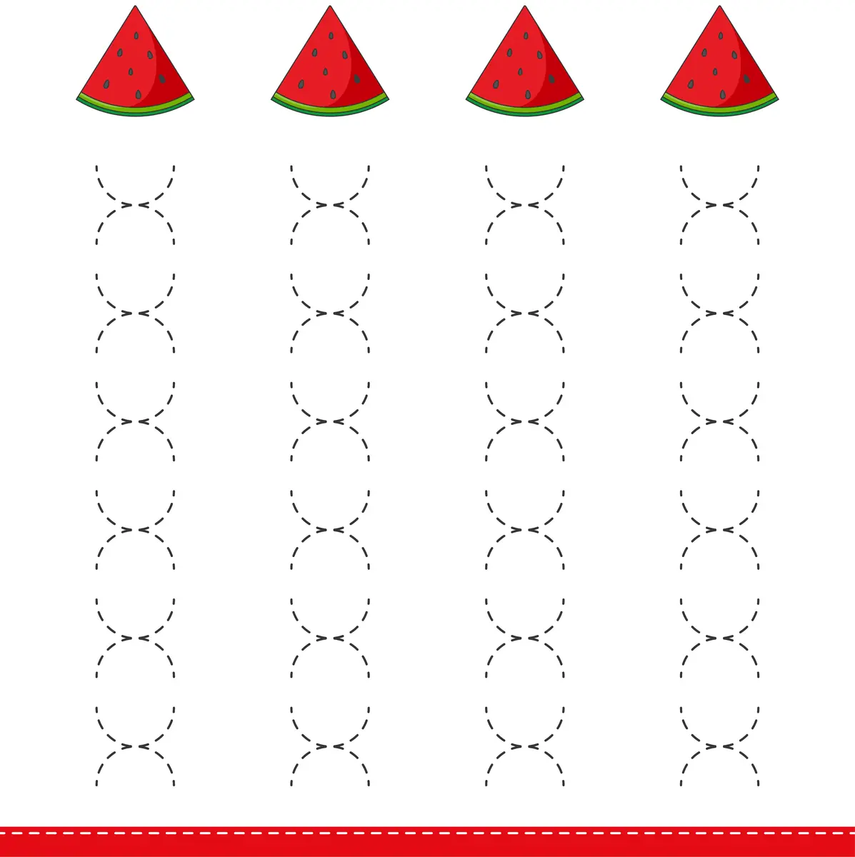 Fiche graphisme boucles en X avec quartiers de pasteque a imprimer