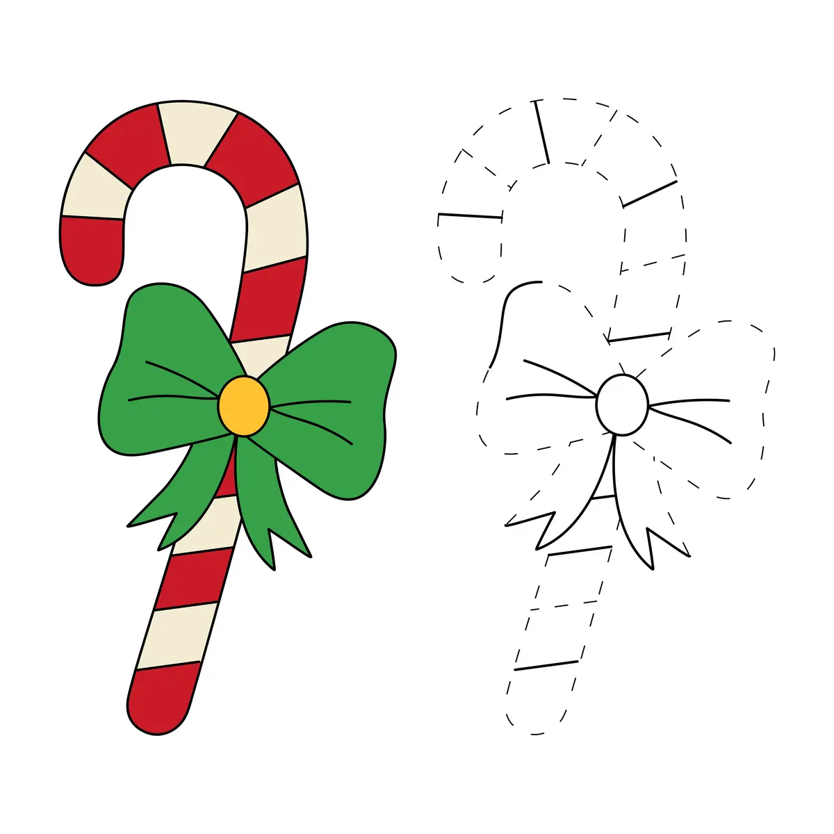fiche graphisme canne de Noel coloriage a imprimer
