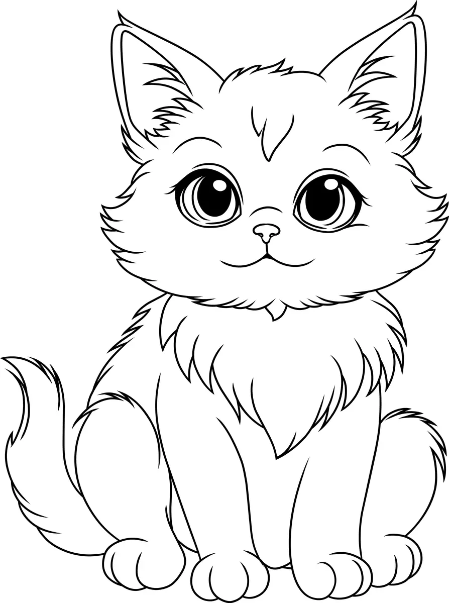 Coloriage chat persan aux longs poils duveteux à imprimer pour enfant