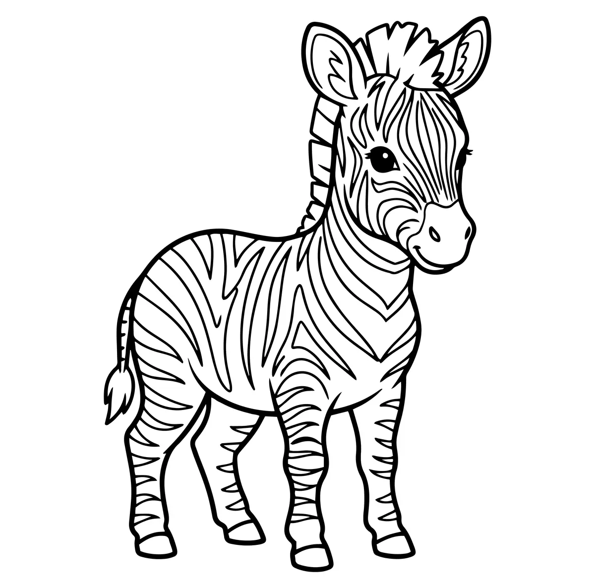 Coloriage bebe zebre tout mignon debout a imprimer