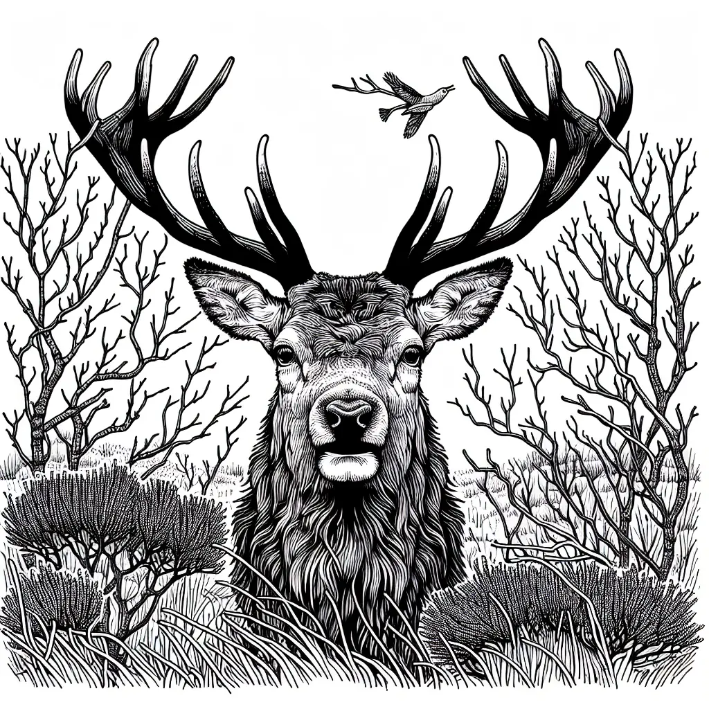 coloriage cerf qui brame a imprimer