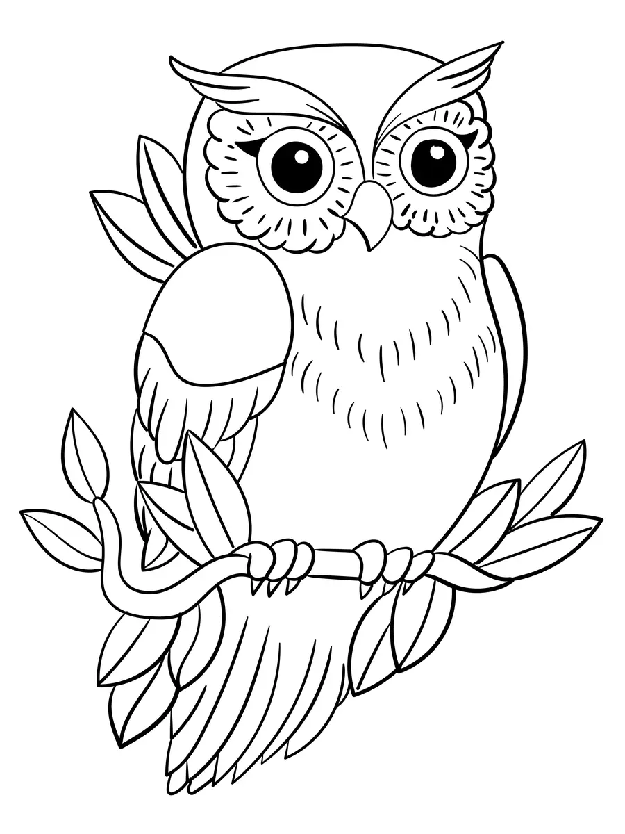 Coloriage chouette mandala dans le feuillage à imprimer