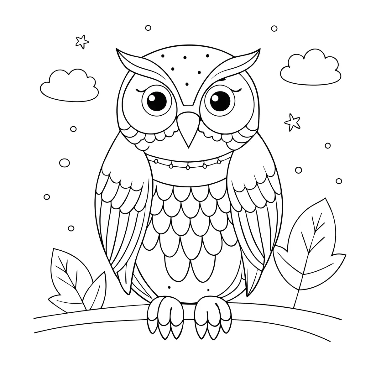 Coloriage chouette au plumage finement détaillé à imprimer