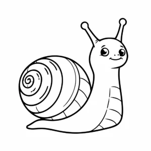 Coloriage escargot kawaii souriant aux grands yeux a imprimer