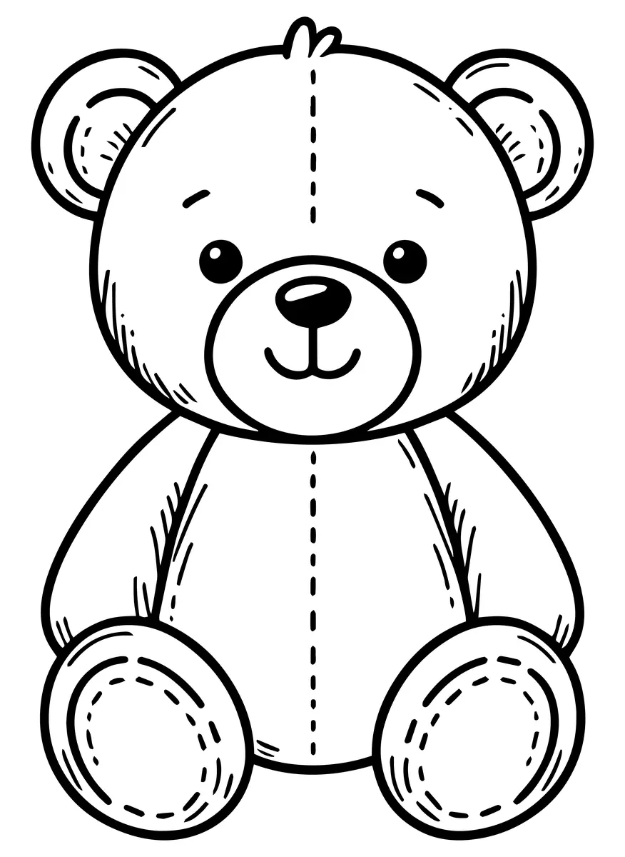 Coloriage nounours doudou simple avec couture centrale a imprimer