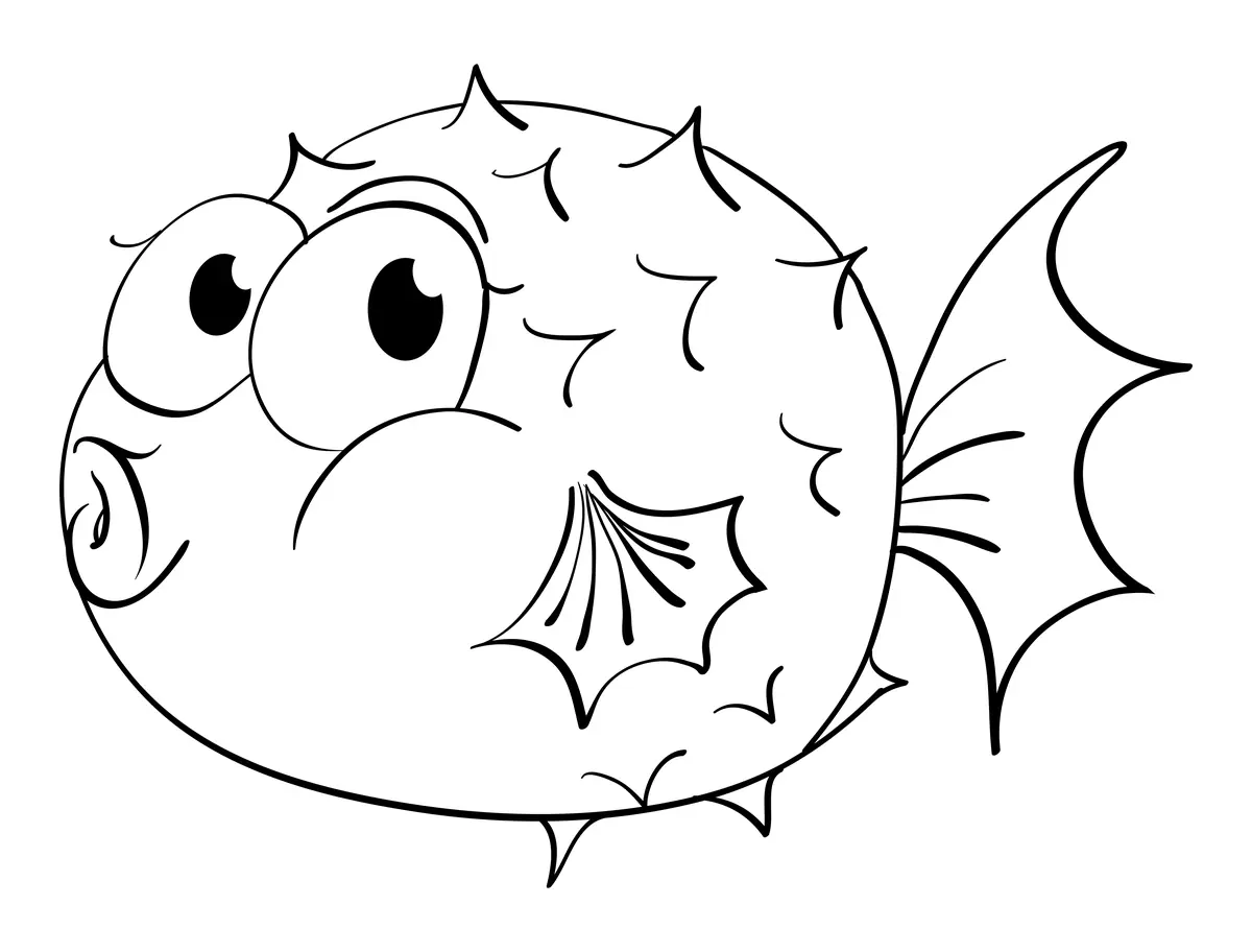 Coloriage poisson-globe poisson-ballon hérissé à imprimer