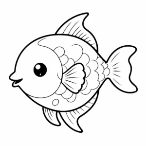 Coloriage poisson kawaii aux grands yeux à imprimer