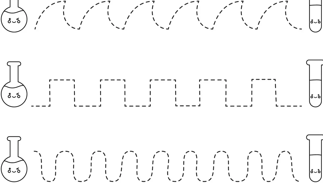 Fiche de créneaux en noir et blanc thème éprouvettes à colorier, graphisme moyenne section à imprimer