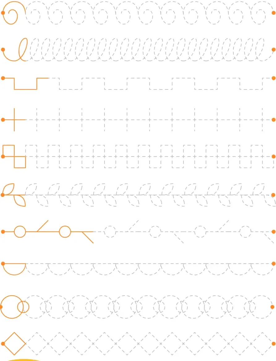 Fiche graphisme moyenne section avec formes variées et créneaux à tracer, à imprimer