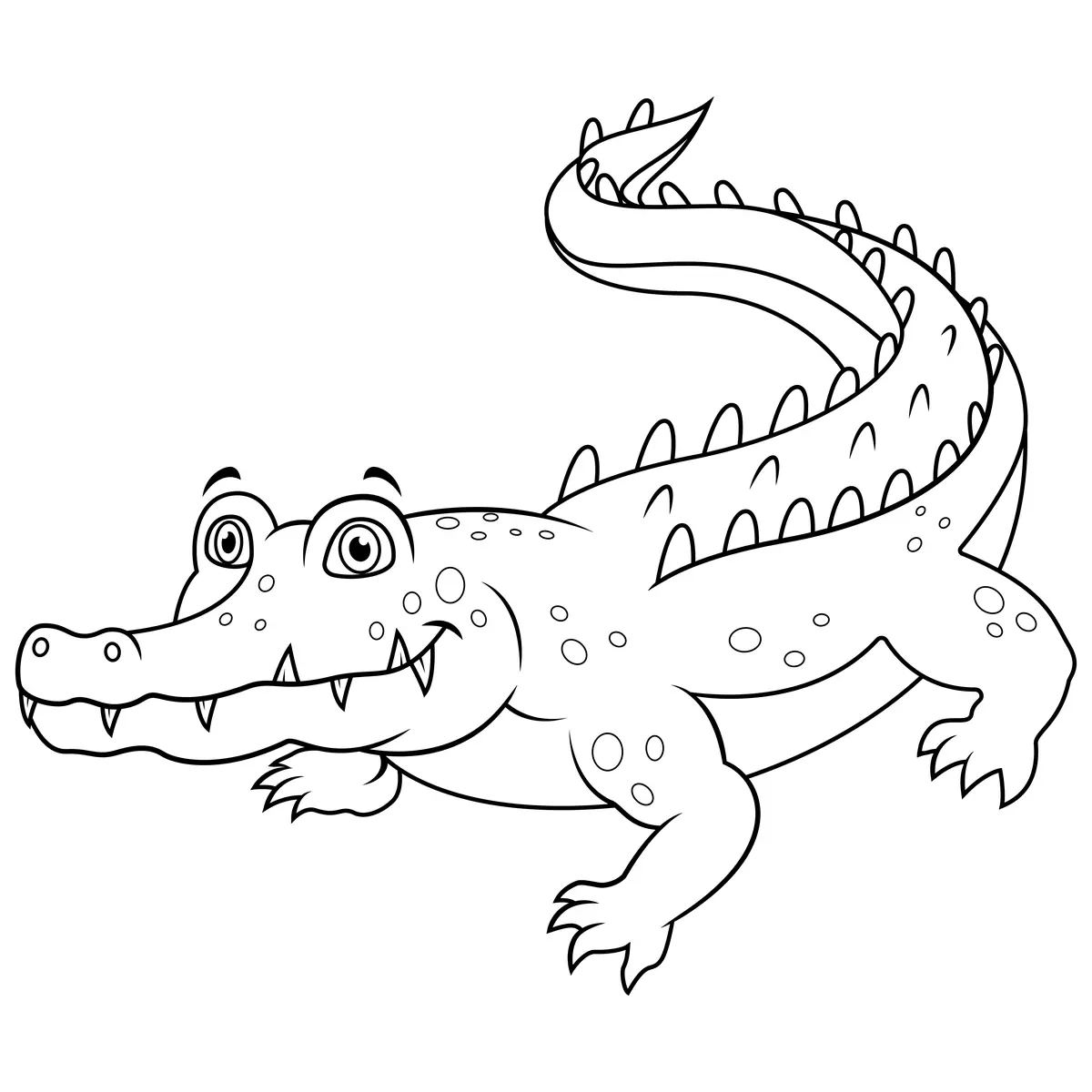 Coloriage crocodile cartoon détaillé à imprimer