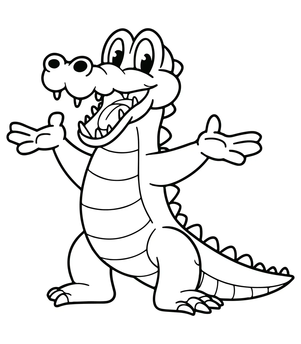 Coloriage crocodile cartoon souriant à imprimer