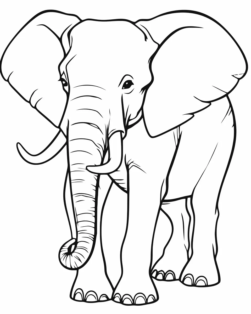Coloriage éléphant cartoon de face en silhouette à imprimer