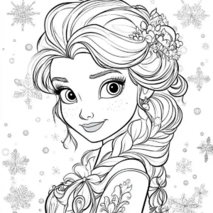 Coloriage Reine des Neiges a imprimer : Elsa Anna Olaf