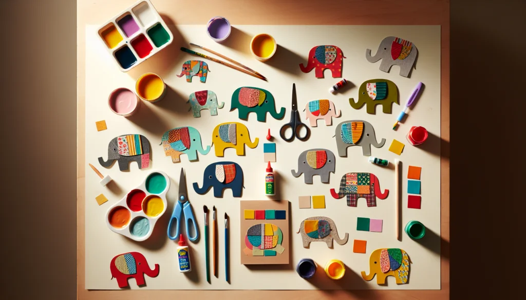 Activités d'arts plastiques et de coloriage autour d'Elmer l'éléphant en classe de maternelle