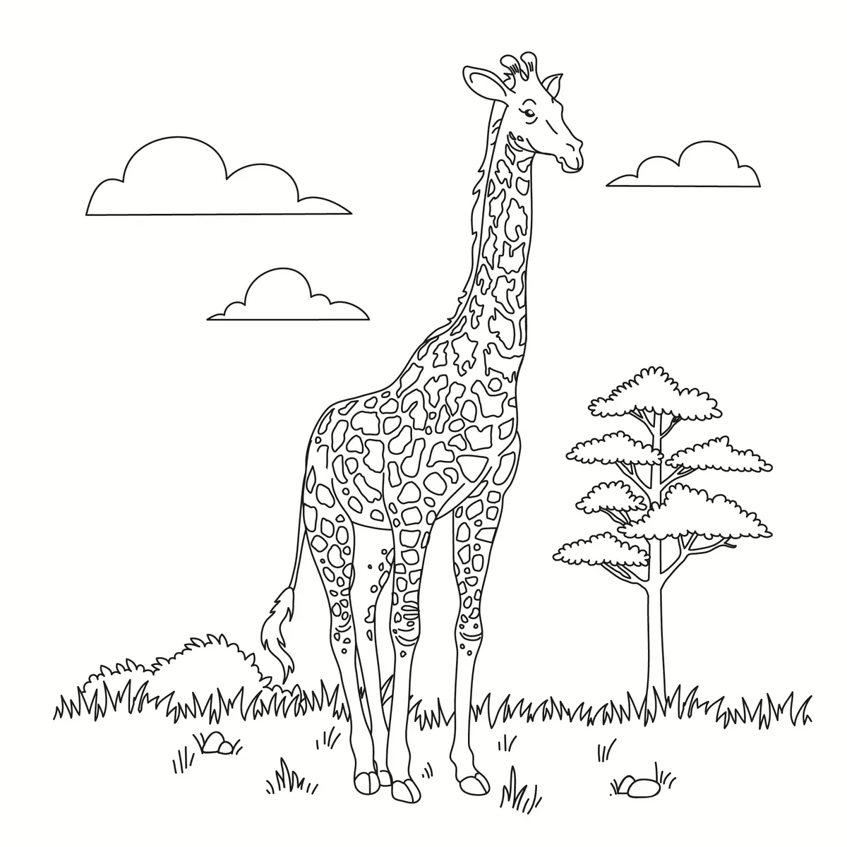 Coloriage girafe et acacia à imprimer