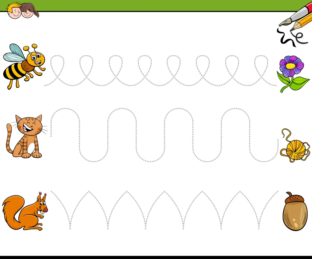 Fiche graphisme petite section avec abeille chat et écureuil à imprimer