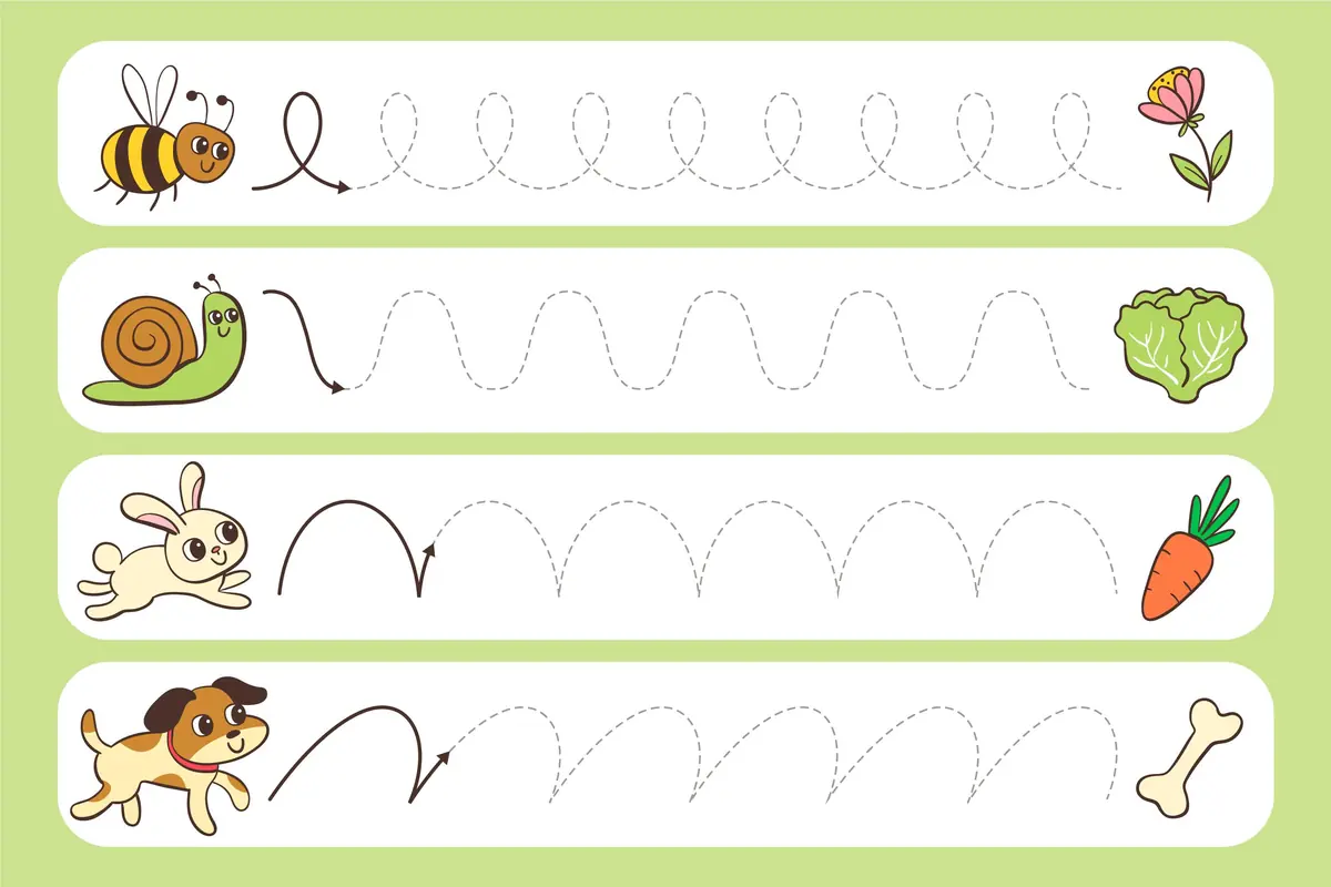 Fiche graphisme petite section avec abeille escargot lapin chien à imprimer