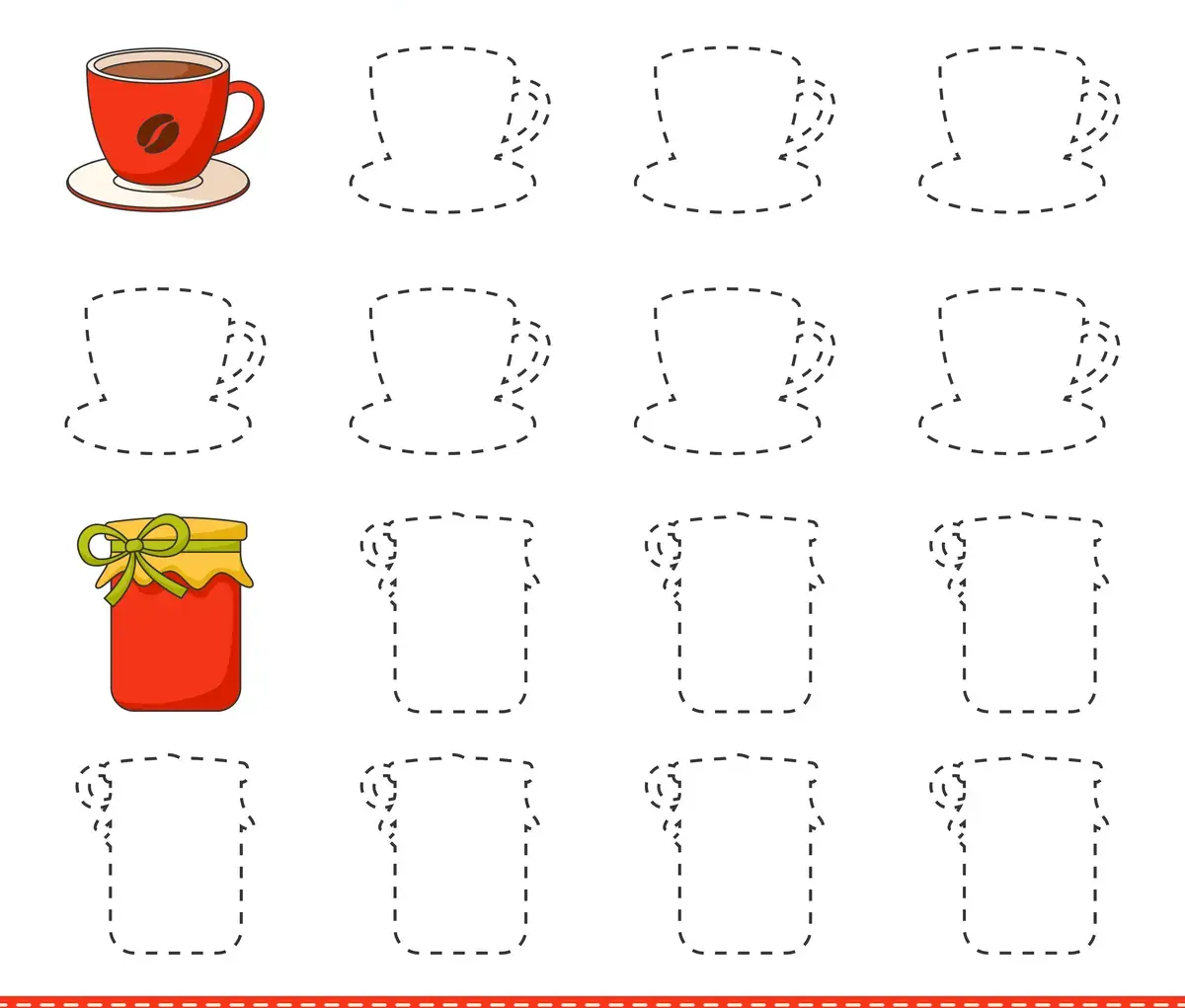 Fiche graphisme grande section coupes et pot de confiture mélangés à imprimer