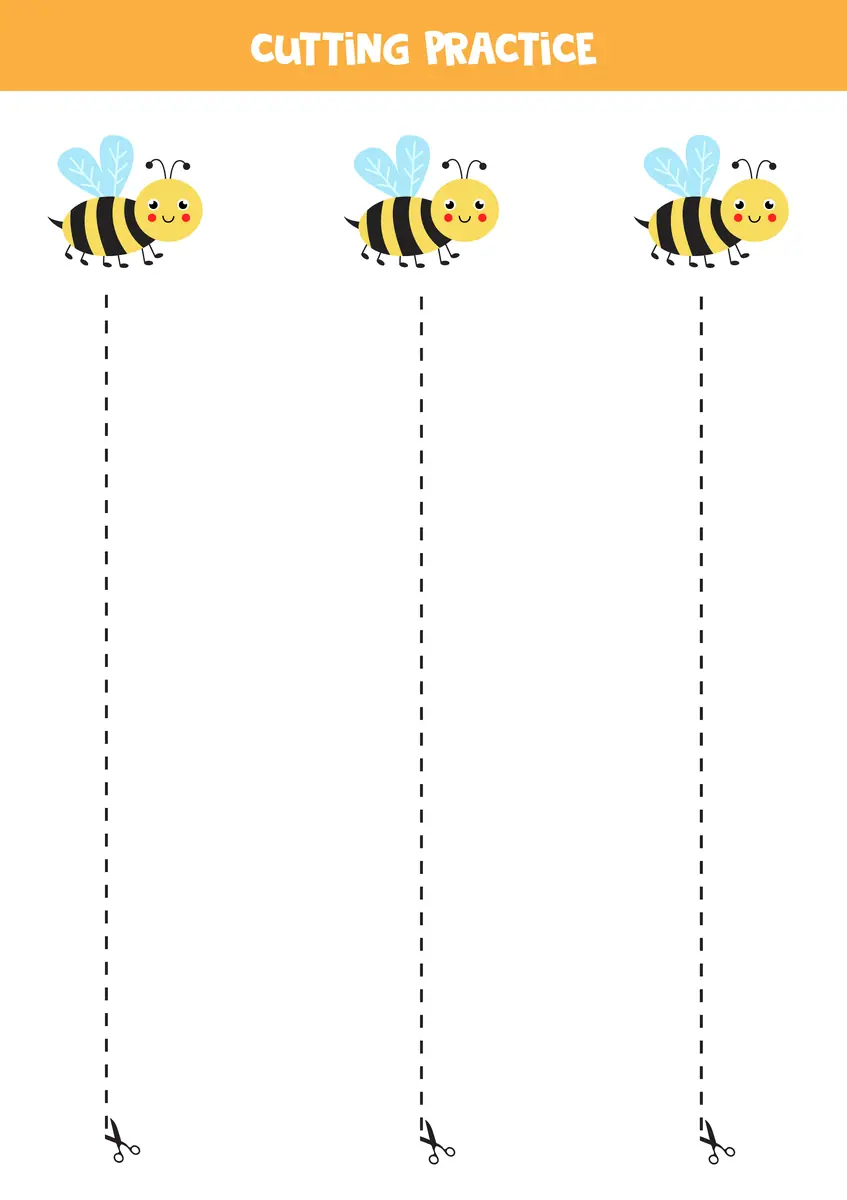 Fiche graphisme lignes verticales droites abeilles a imprimer
