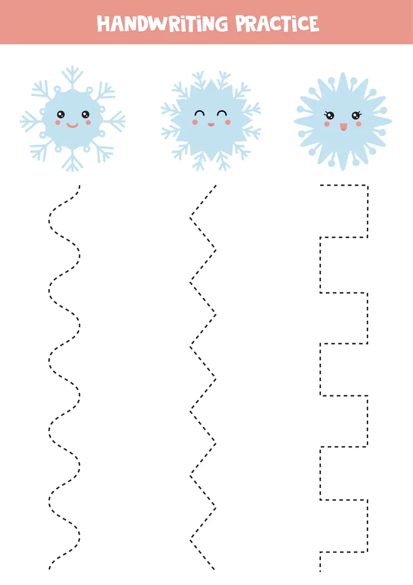 Fiche graphisme trois lignes verticales ondulee zigzag creneaux flocons a imprimer