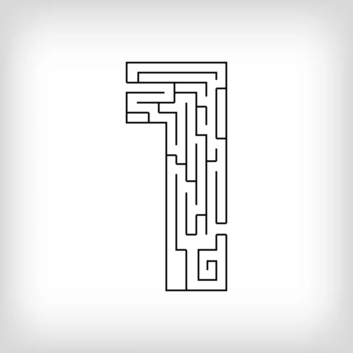 Labyrinthe en forme de chiffre 1 a imprimer