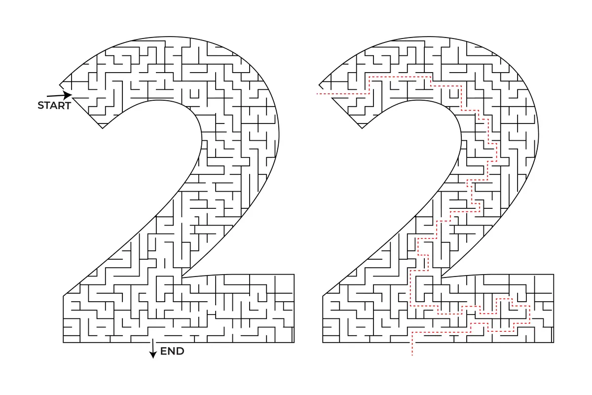 Labyrinthe en forme de chiffre 2 avec corrige a imprimer