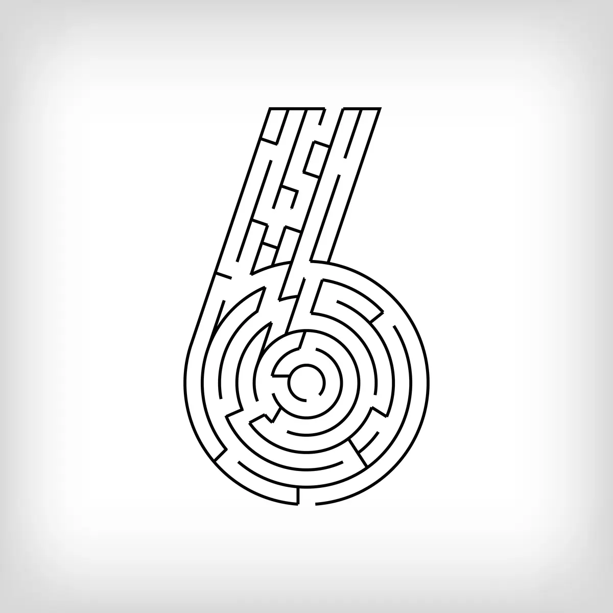 Labyrinthe en forme de chiffre 6 a imprimer