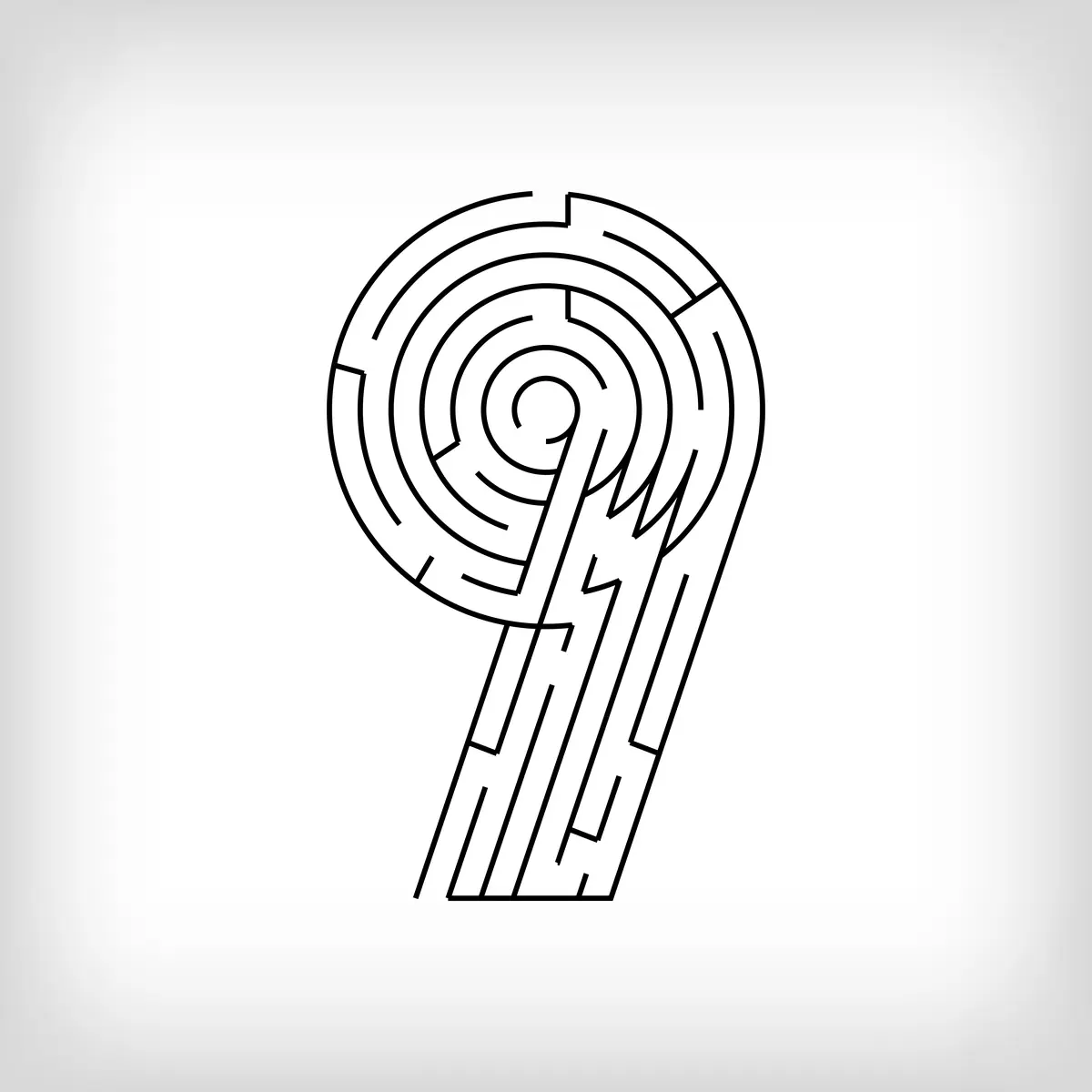 Labyrinthe en forme de chiffre 9 a imprimer